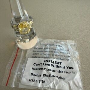 Bomb Party Can’t Live Without You Ring | Size 8 | Lemon CZ | Rhodium